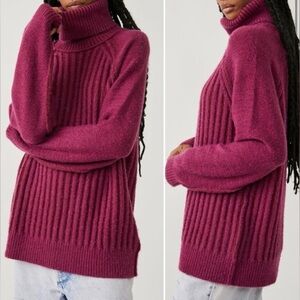 Free People Mulberry Ribbed Turtleneck Sweater